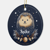 Schattigee Kerst Hedgehog Pet Name Keramisch Ornament (Links)