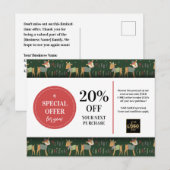 Schattigee kerst herten aangepaste coupon korting briefkaart (Voorkant / Achterkant)