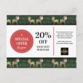 Schattigee kerst herten aangepaste coupon korting briefkaart (Voorkant)