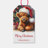 Schattigee kerst Highland Koe Cadeaulabel (Voorkant)