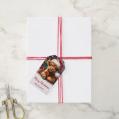 Schattigee kerst Highland Koe Cadeaulabel (Met Touw)