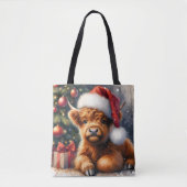 Schattigee kerst Highland Koe Tote Bag (Voorkant)