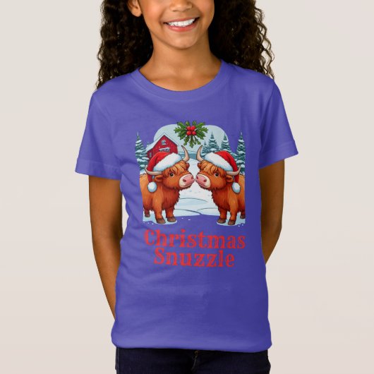Schattigee kerst Highland koeien Snuzzle T-shirt (Voorkant)