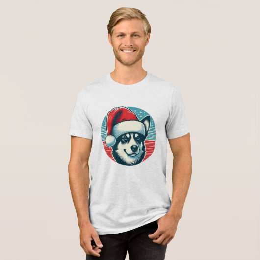 Schattigee Kerst Hond Tshirt (Voorkant volledig)