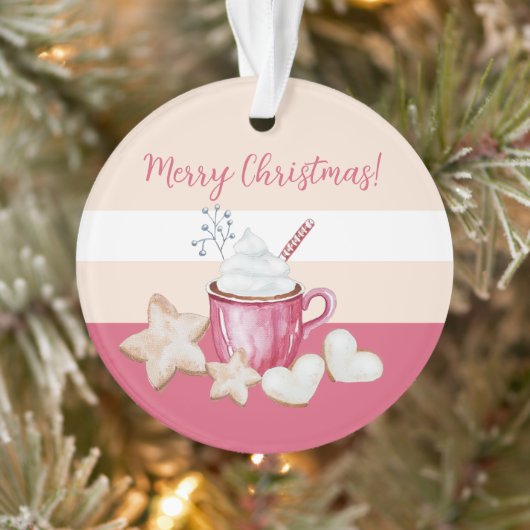 Schattigee kerst Hot Cacao en koekjes Waterverf Ornament (Boom)