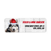 Schattigee kerst Husky Santa Dog Retouradres Etiket (Voorkant)