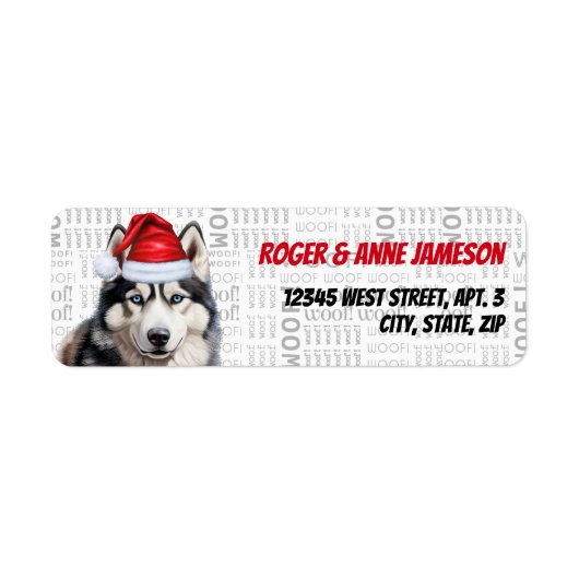 Schattigee kerst Husky Santa Dog Retouradres Etiket (Voorkant)