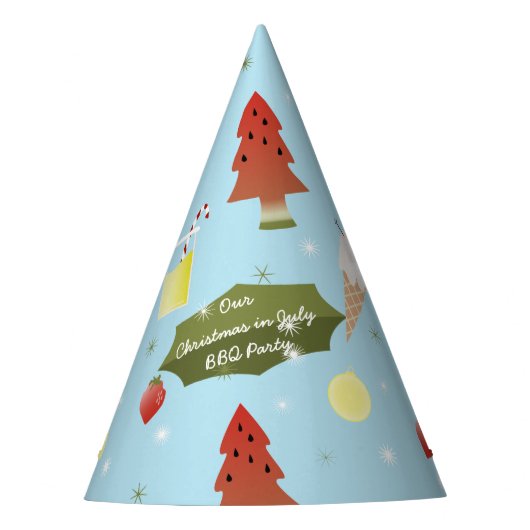 Schattigee kerst in juli BBQ Party Pet Feesthoedjes (Voorkant)