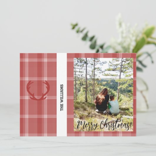 Schattigee kerst ingelijst Foto Bourgogne Rood Feestdagenkaart (Staand voorkant)