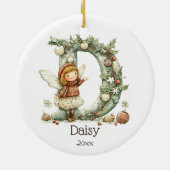 Schattigee kerst Initiaal gepersonaliseerde vakant Keramisch Ornament (Achterkant)