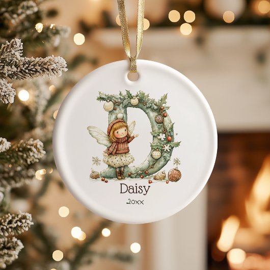 Schattigee kerst Initiaal gepersonaliseerde vakant Keramisch Ornament