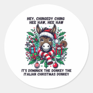 Schattigee Kerst Italiaans Kerst Ezel Dominick T Ronde Sticker