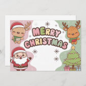 Schattigee kerst Kaart met Santa en Rendier (Voorkant / Achterkant)