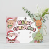 Schattigee kerst Kaart met Santa en Rendier (Staand voorkant)