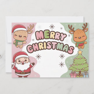 Schattigee kerst Kaart met Santa en Rendier