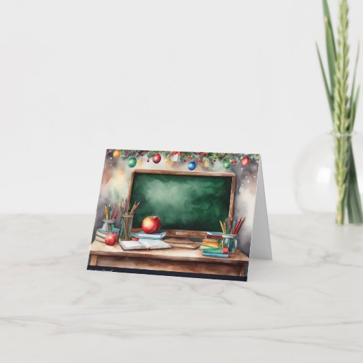 Schattigee kerst Kaart voor leraren krijtbord (Voorkant)