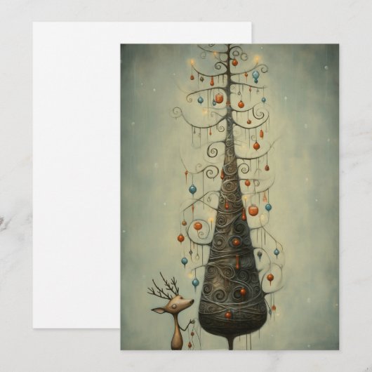 Schattigee Kerst Kaarten - Teken Kerst Kaarten (Voorkant / Achterkant)