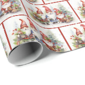 Schattigee kerst kabouters in sneeuwvlokken cadeaupapier (Rol Hoek)