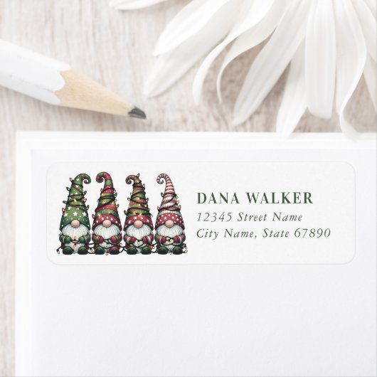Schattigee kerst kabouters retour adreslabels etiket (Insitu)