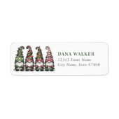 Schattigee kerst kabouters retour adreslabels etiket (Voorkant)