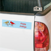 Schattigee Kerst Kardinalen en Rode Bessen Custom Bumpersticker (Op Truck)