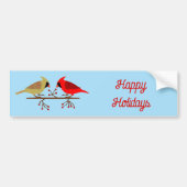 Schattigee Kerst Kardinalen en Rode Bessen Custom Bumpersticker (Voorkant)