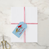 Schattigee Kerst Kardinalen en Rode Bessen Custom Cadeaulabel (Met Touw)