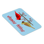 Schattigee Kerst Kardinalen en Rode Bessen Custom Magneet (Rechterzijde)