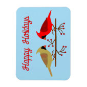 Schattigee Kerst Kardinalen en Rode Bessen Custom Magneet (Verticaal)