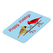 Schattigee Kerst Kardinalen en Rode Bessen Custom Magneet (Linkerzijde)