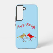 Schattigee Kerst Kardinalen en Rode Bessen Custom Samsung Galaxy Hoesje (Achterkant)