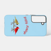 Schattigee Kerst Kardinalen en Rode Bessen Custom Samsung Galaxy Hoesje (Achterkant horizontaal)