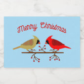 Schattigee Kerst Kardinalen en Rode Bessen Custom Sparkling Wijnetiket (Enkel label)