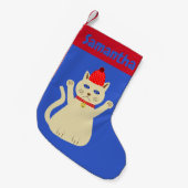 Schattigee kerst kat aangepaste naam kleine kerstsok (Voorkant (Hangend))