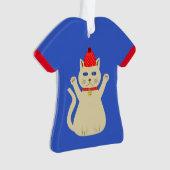 Schattigee kerst kat aangepaste naam ornament (voorkant)