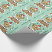 Schattigee Kerst Kat aangepaste tekst inpakpapier (Hoek)