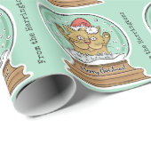 Schattigee Kerst Kat aangepaste tekst inpakpapier (Rol Hoek)