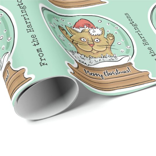 Schattigee Kerst Kat aangepaste tekst inpakpapier (Rol Hoek)