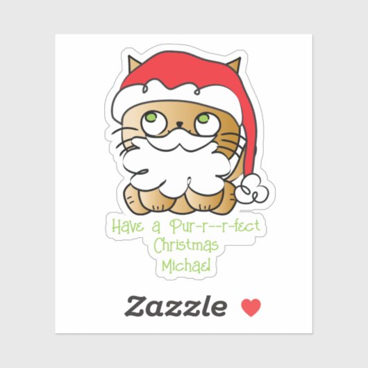 Schattigee Kerst Kat Cartoon Grappig Gezegde Sticker (Vel)