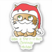 Schattigee Kerst Kat Cartoon Grappig Gezegde Sticker (Voorkant)