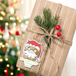 Schattigee Kerst Kat Cartoon Grappig Gezegde Sticker