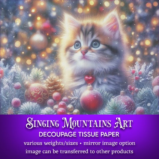 Schattigee Kerst Kat Craft Decoupage Tissuepapier