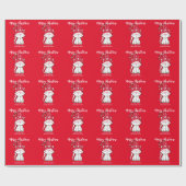 Schattigee Kerst Kat Custom Naam Rood Inpakpapier (Vlak)
