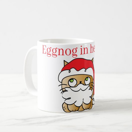 Schattigee kerst kat eierpunch koffiemok (Voorkant links)