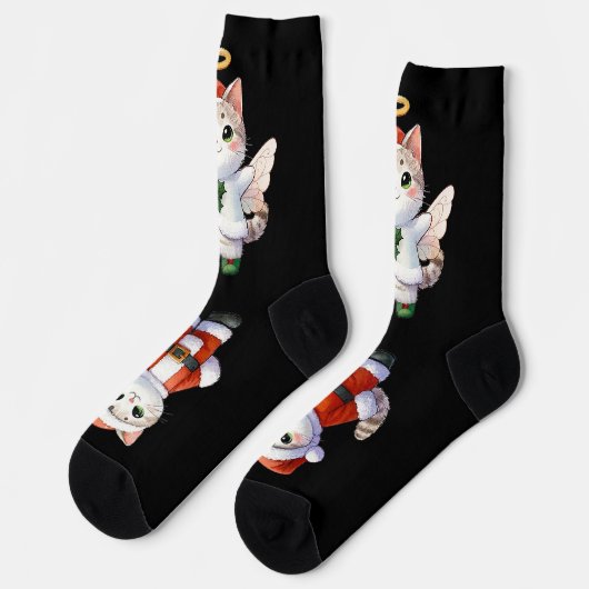 Schattigee kerst Kat Fun Angel Sokken (Links)