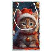 Schattigee Kerst Kat Gift Bag Klein Cadeauzakje (Achterkant)