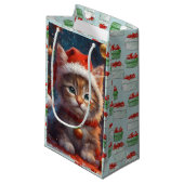 Schattigee Kerst Kat Gift Bag Klein Cadeauzakje (Voorkant Gekanteld)