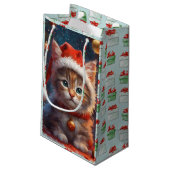 Schattigee Kerst Kat Gift Bag Klein Cadeauzakje (Achterkant Gekanteld)