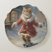 Schattigee kerst kat schaatsen speels bank rond kussen (Achterkant)