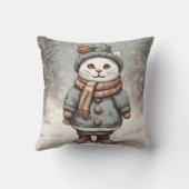 Schattigee kerst kat sneeuwman Waterverf grillig Kussen (Achterkant)